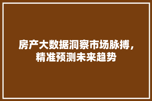 房产大数据洞察市场脉搏，精准预测未来趋势