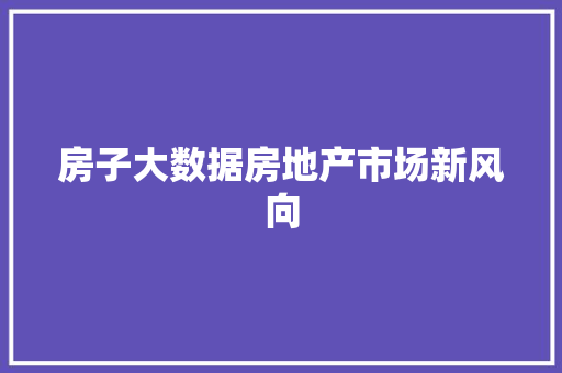 房子大数据房地产市场新风向