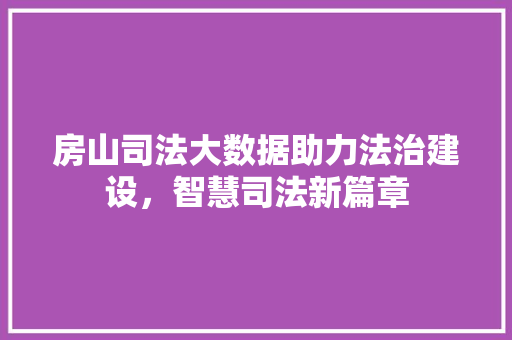 房山司法大数据助力法治建设，智慧司法新篇章
