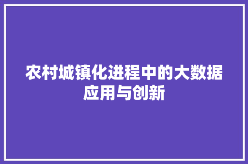 农村城镇化进程中的大数据应用与创新