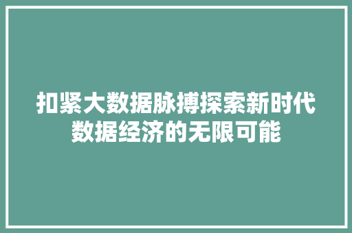 扣紧大数据脉搏探索新时代数据经济的无限可能  第1张
