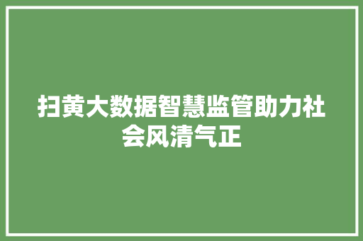 扫黄大数据智慧监管助力社会风清气正  第1张