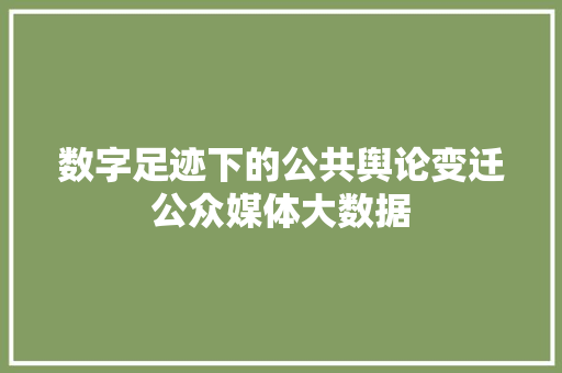 数字足迹下的公共舆论变迁公众媒体大数据  第1张