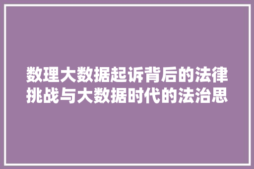 数理大数据起诉背后的法律挑战与大数据时代的法治思考  第1张