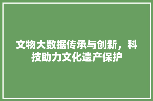 文物大数据传承与创新，科技助力文化遗产保护