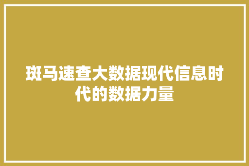 斑马速查大数据现代信息时代的数据力量