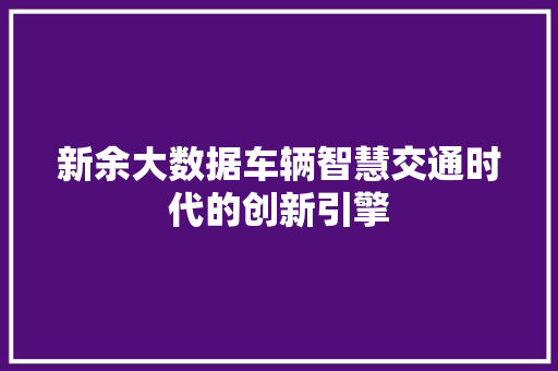 新余大数据车辆智慧交通时代的创新引擎  第1张