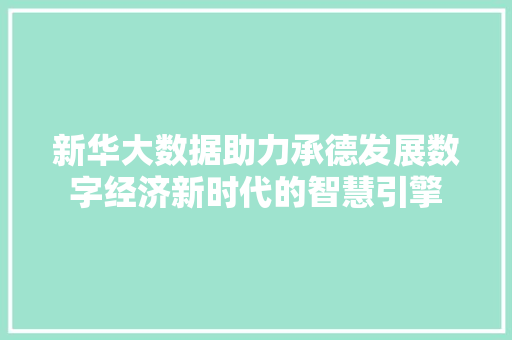 新华大数据助力承德发展数字经济新时代的智慧引擎