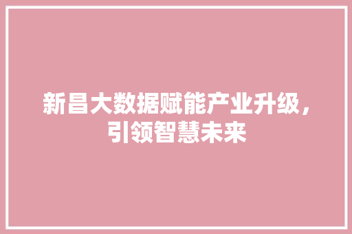 新昌大数据赋能产业升级，引领智慧未来  第1张
