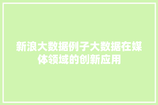 新浪大数据例子大数据在媒体领域的创新应用