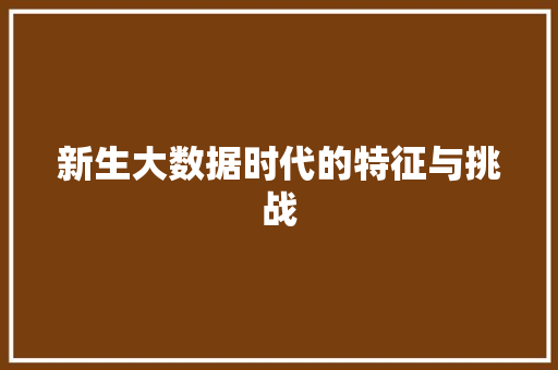 新生大数据时代的特征与挑战