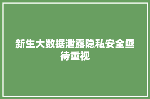 新生大数据泄露隐私安全亟待重视