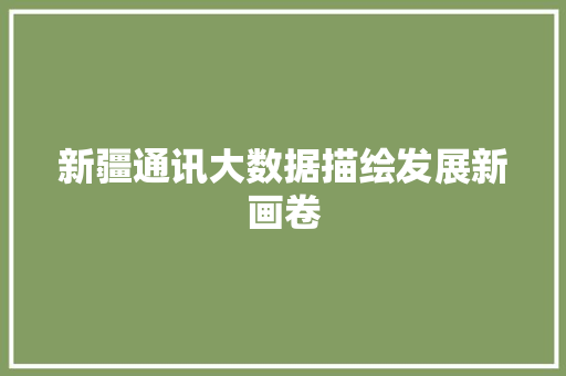 新疆通讯大数据描绘发展新画卷