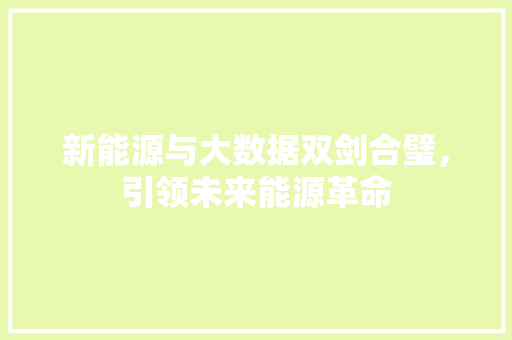 新能源与大数据双剑合璧，引领未来能源革命  第1张