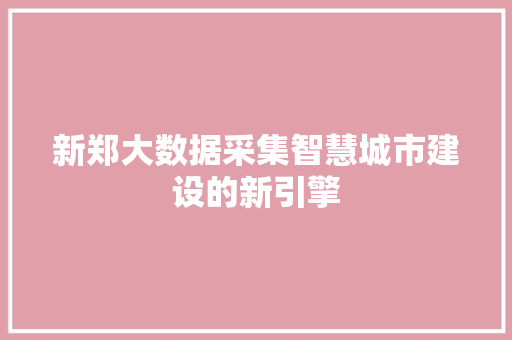 新郑大数据采集智慧城市建设的新引擎  第1张