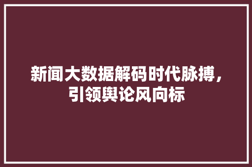 新闻大数据解码时代脉搏，引领舆论风向标  第1张