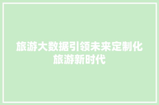 旅游大数据引领未来定制化旅游新时代