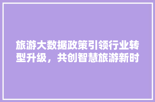 旅游大数据政策引领行业转型升级，共创智慧旅游新时代