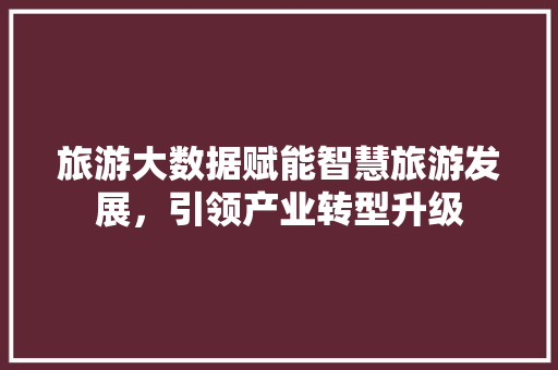 旅游大数据赋能智慧旅游发展，引领产业转型升级  第1张