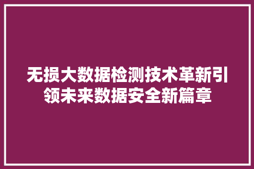 无损大数据检测技术革新引领未来数据安全新篇章  第1张