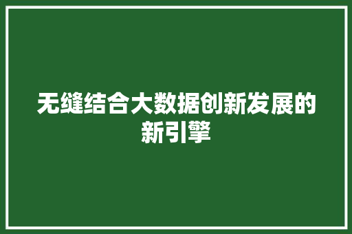 无缝结合大数据创新发展的新引擎  第1张