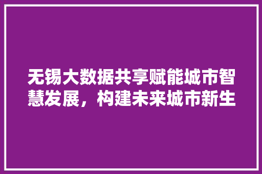 无锡大数据共享赋能城市智慧发展，构建未来城市新生态  第1张