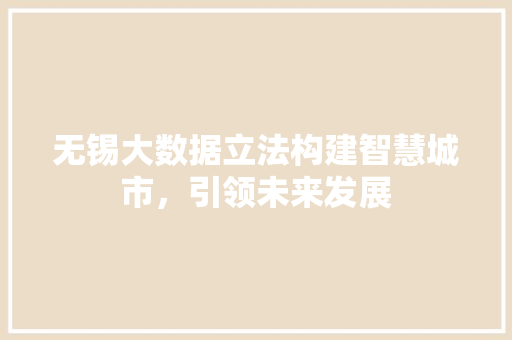 无锡大数据立法构建智慧城市，引领未来发展  第1张