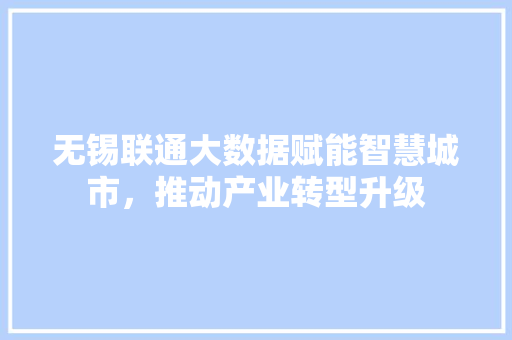 无锡联通大数据赋能智慧城市，推动产业转型升级