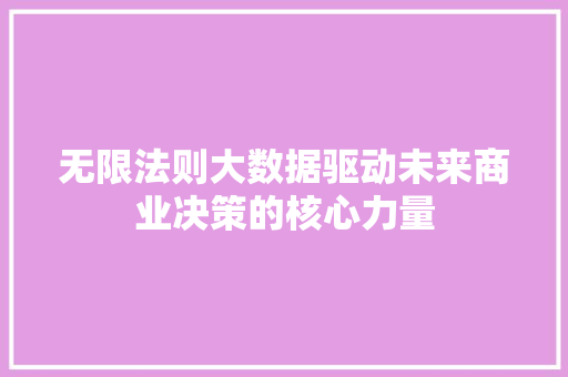 无限法则大数据驱动未来商业决策的核心力量