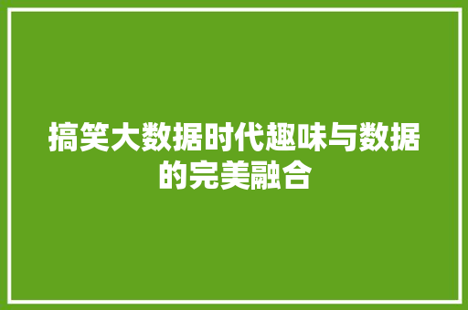 搞笑大数据时代趣味与数据的完美融合