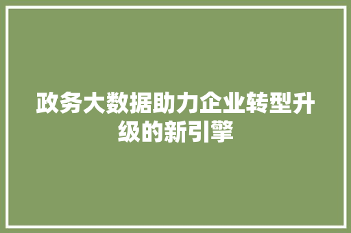 政务大数据助力企业转型升级的新引擎  第1张