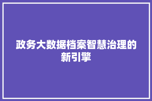 政务大数据档案智慧治理的新引擎  第1张