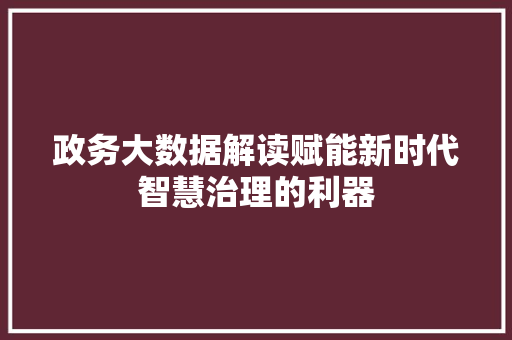 政务大数据解读赋能新时代智慧治理的利器  第1张