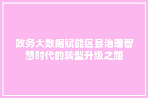 政务大数据赋能区县治理智慧时代的转型升级之路  第1张