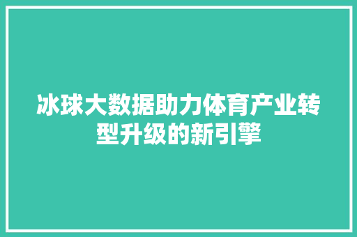 冰球大数据助力体育产业转型升级的新引擎