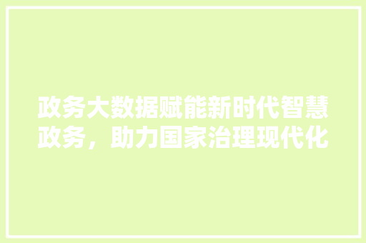 政务大数据赋能新时代智慧政务，助力国家治理现代化  第1张
