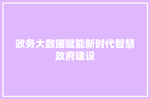 政务大数据赋能新时代智慧政府建设  第1张