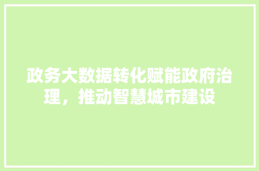 政务大数据转化赋能政府治理，推动智慧城市建设  第1张