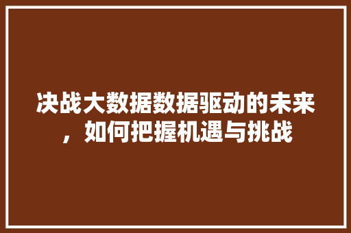 决战大数据数据驱动的未来，如何把握机遇与挑战  第1张