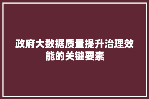 政府大数据质量提升治理效能的关键要素  第1张