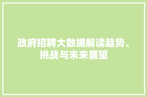 政府招聘大数据解读趋势、挑战与未来展望  第1张