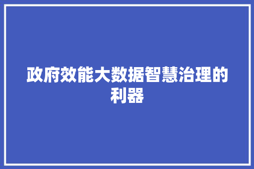 政府效能大数据智慧治理的利器