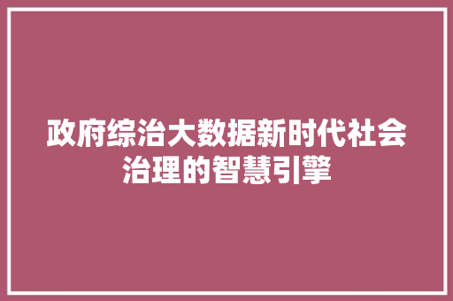政府综治大数据新时代社会治理的智慧引擎