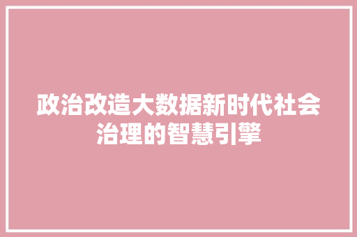 政治改造大数据新时代社会治理的智慧引擎