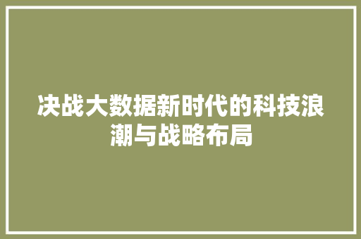 决战大数据新时代的科技浪潮与战略布局