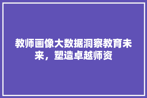 教师画像大数据洞察教育未来，塑造卓越师资