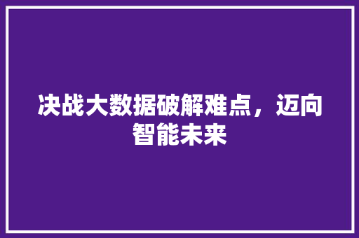 决战大数据破解难点，迈向智能未来  第1张