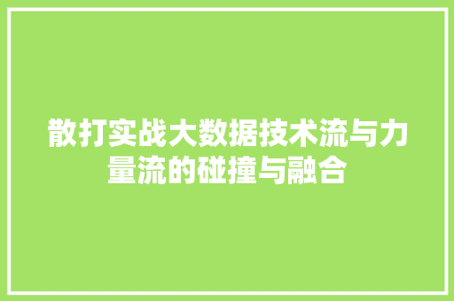 散打实战大数据技术流与力量流的碰撞与融合