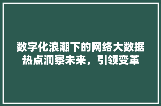 数字化浪潮下的网络大数据热点洞察未来，引领变革  第1张