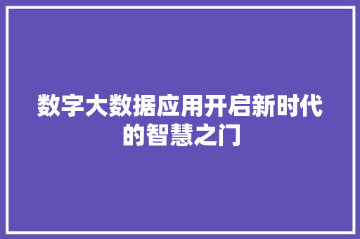 数字大数据应用开启新时代的智慧之门  第1张